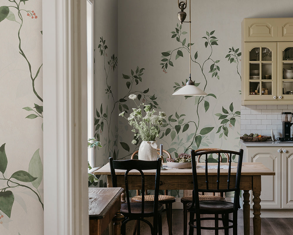 Sandberg Josefine Mural Wallpaper in a kitchen