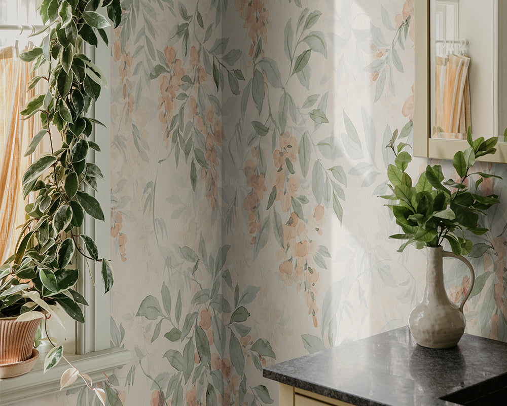 Sandberg Lovisa Mural Mural Wallpaper in a bathroom