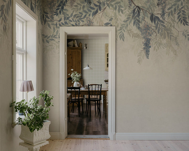 Sandberg Wisteria Mural Wallpaper in a living space