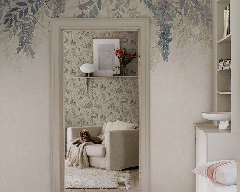Sandberg Wisteria Mural Wallpaper in a living space