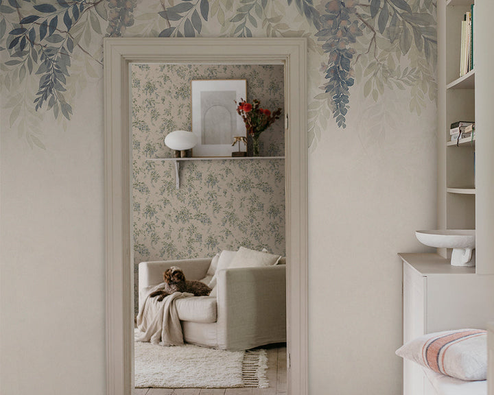 Sandberg Wisteria Mural Wallpaper in a living space