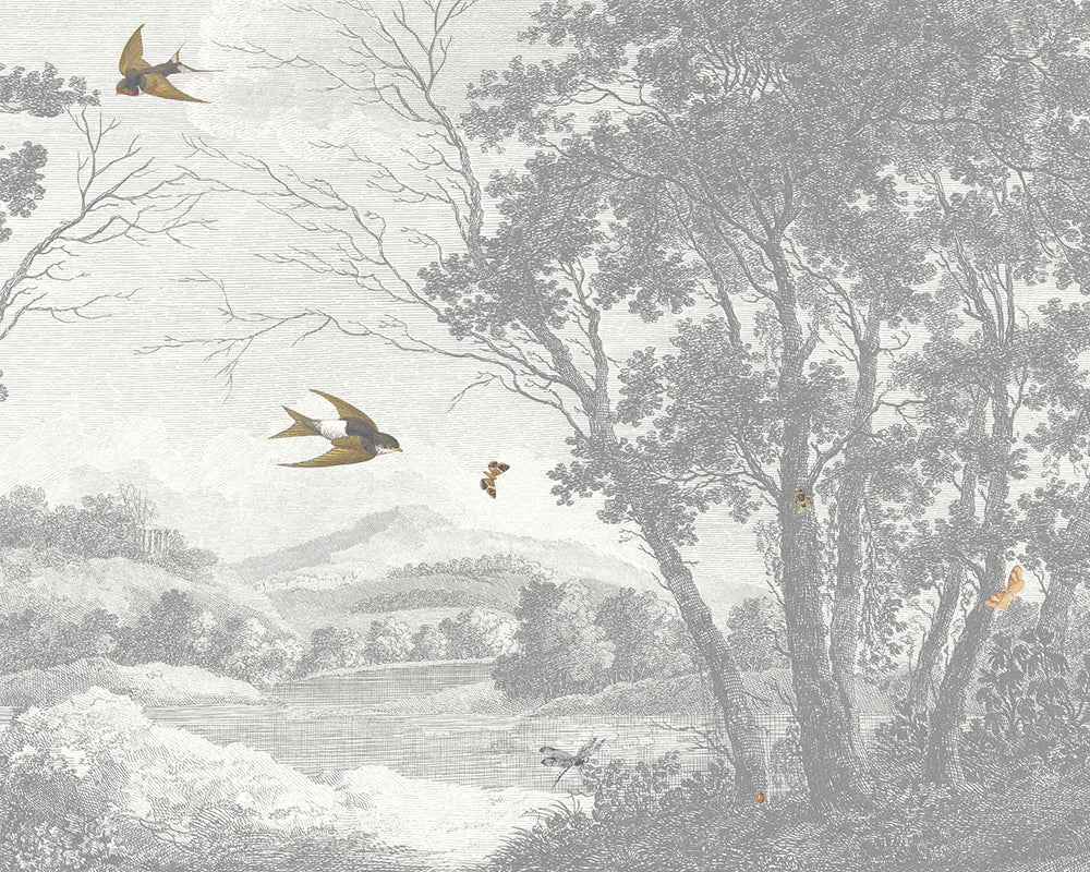 Woodchip & Magnolia Zephyr Mural Wallpaper in Original