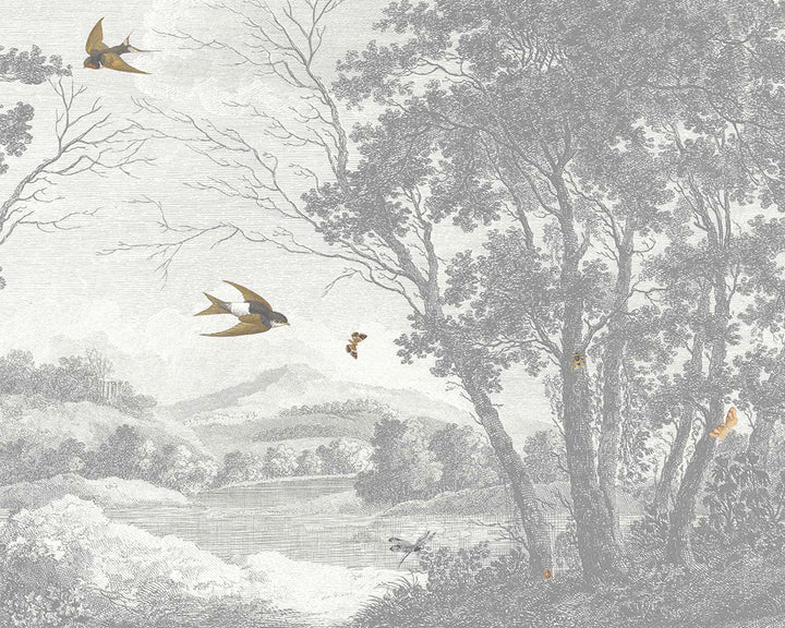 Woodchip & Magnolia Zephyr Mural Wallpaper in Original