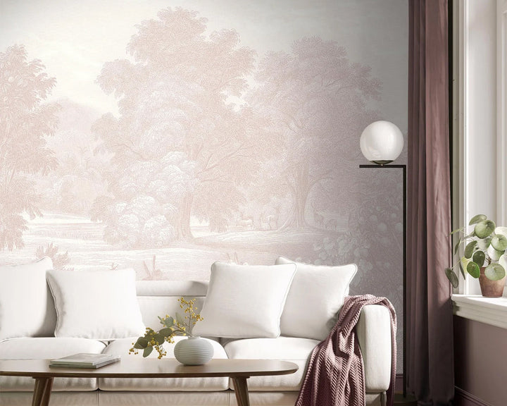 Woodchip & Magnolia Land of Milk and Honey Mural Wallpaper in a living room