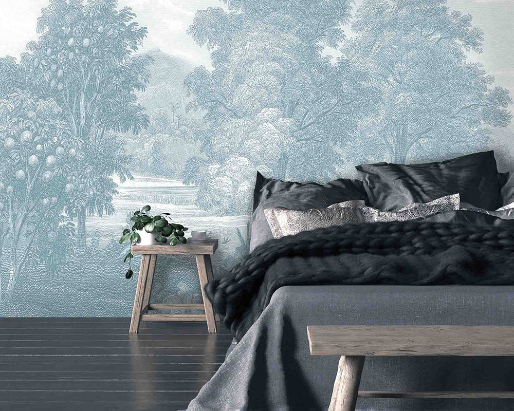 Woodchip & Magnolia Land of Milk and Honey Mural Wallpaper in a bedroom