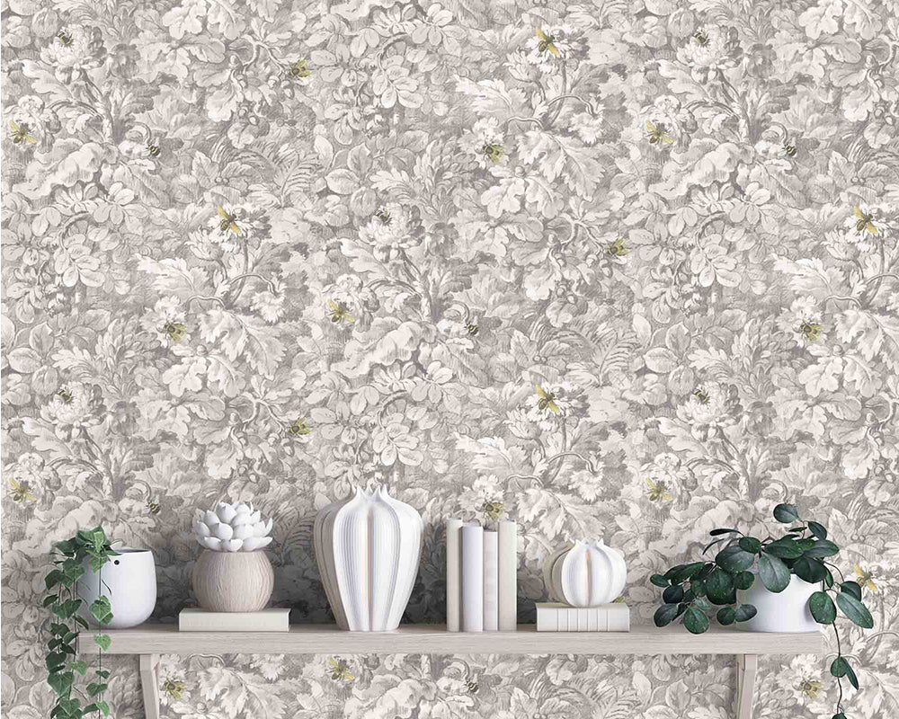 Woodchip & Magnolia Busy Bee Wallpaper close up