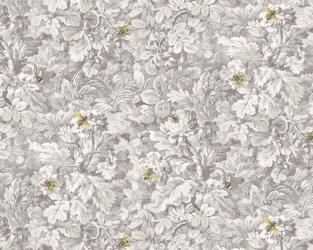 Woodchip & Magnolia Busy Bee Wallpaper in Grey Original