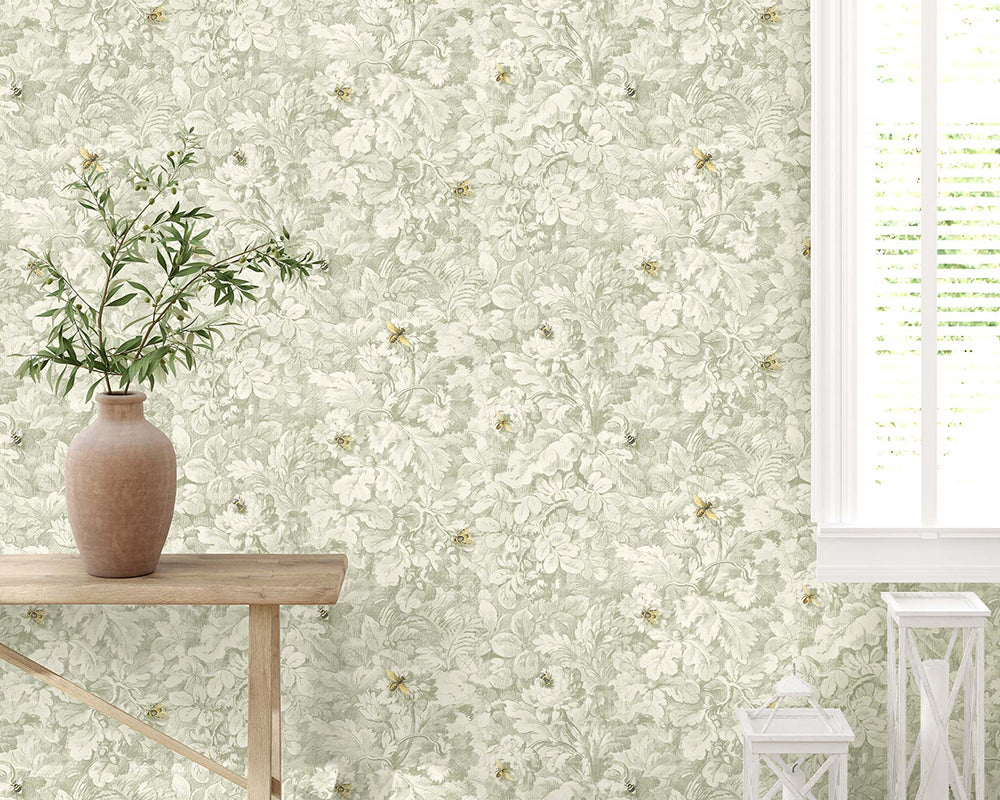Woodchip & Magnolia Busy Bee Wallpaper in a hallway