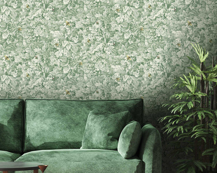 Woodchip & Magnolia Busy Bee Wallpaper in a living room