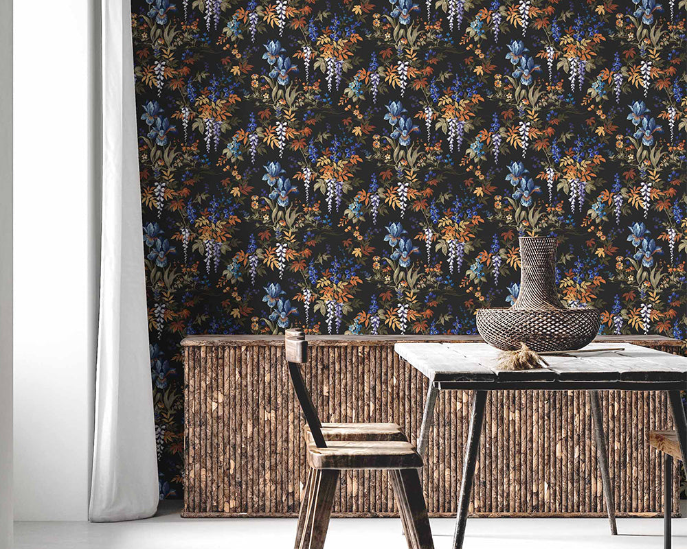 Woodchip & Magnolia Hestia Wallpaper in a dining room