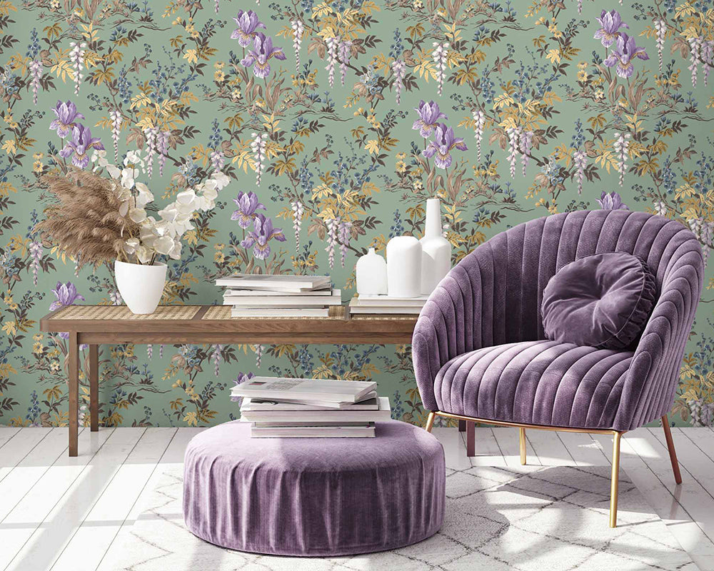 Woodchip & Magnolia Hestia Wallpaper a living room