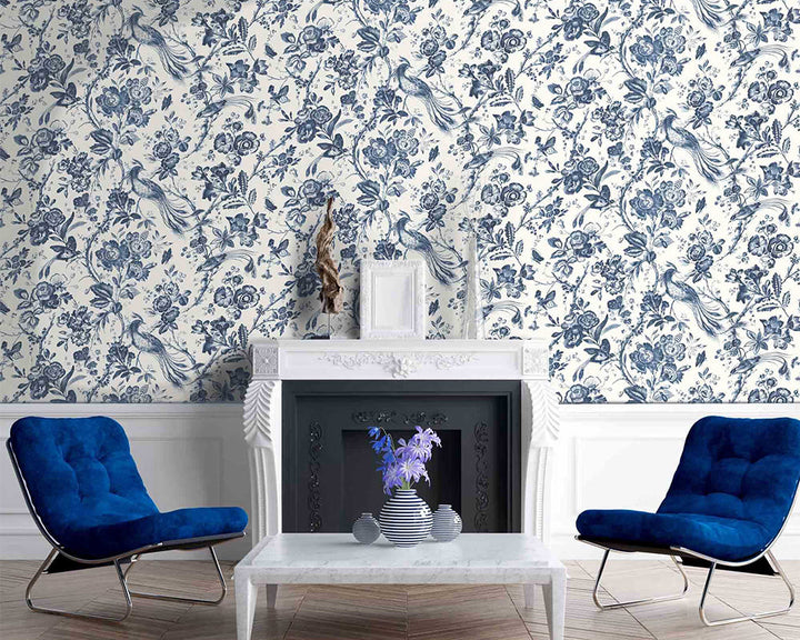 Woodchip & Magnolia Plumage Wallpaper in a living room