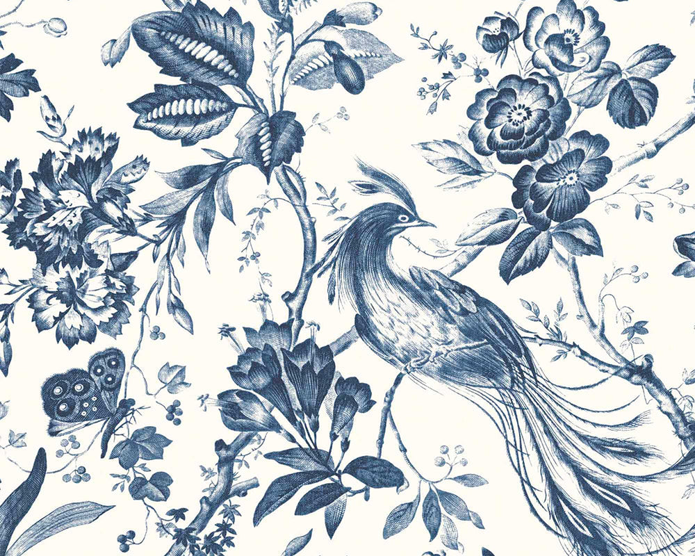 Woodchip & Magnolia Plumage Wallpaper in Porcelain Blue
