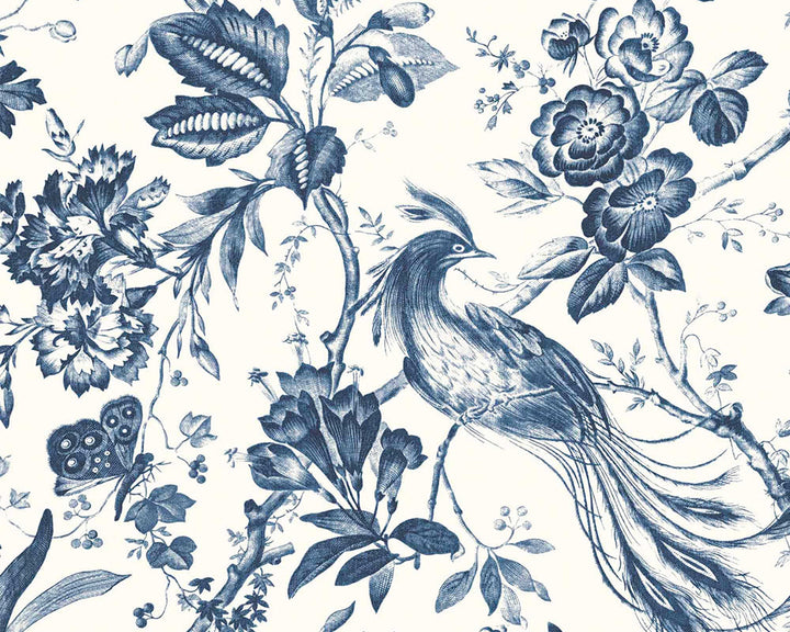 Woodchip & Magnolia Plumage Wallpaper in Porcelain Blue