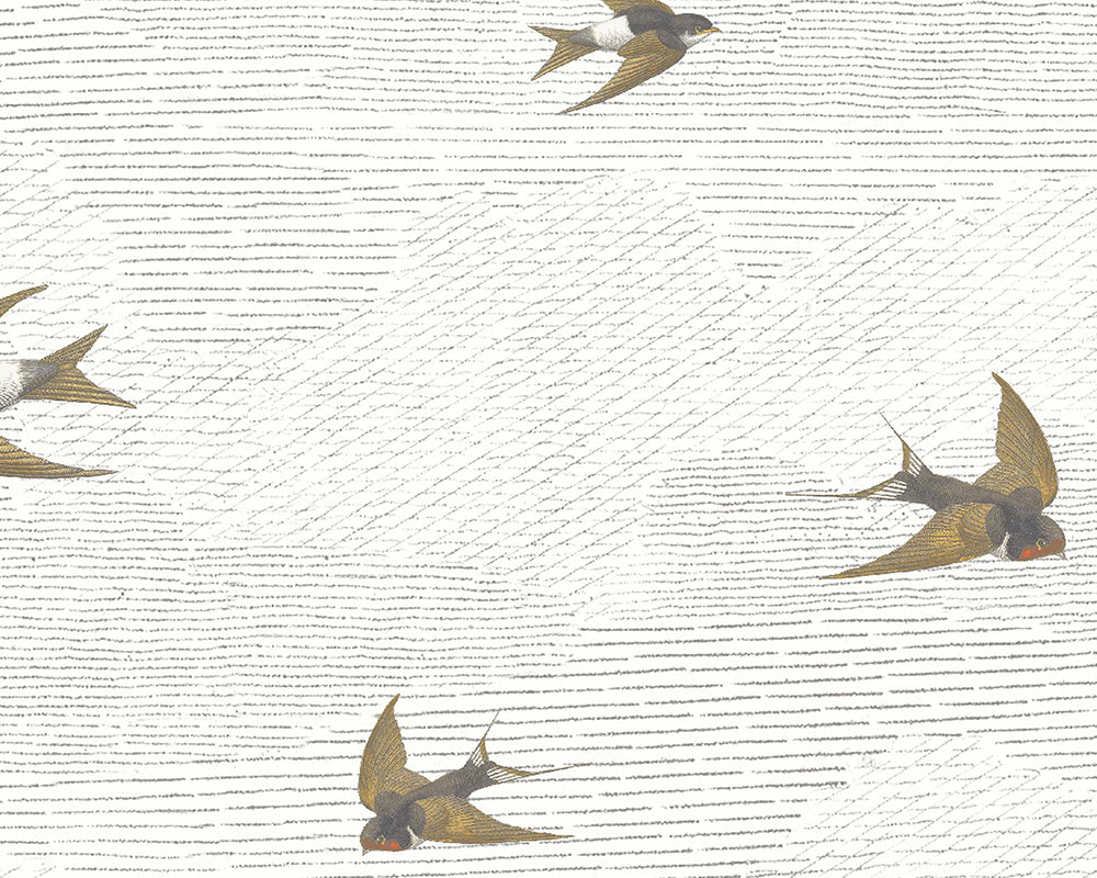 Woodchip & Magnolia Sweeping Swallows Wallpaper