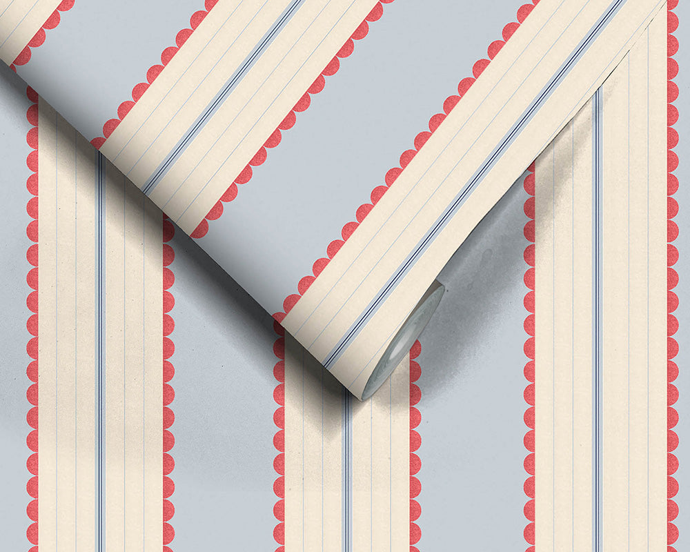 Woodchip & Magnolia Pin Up Stripe Wallpaper roll
