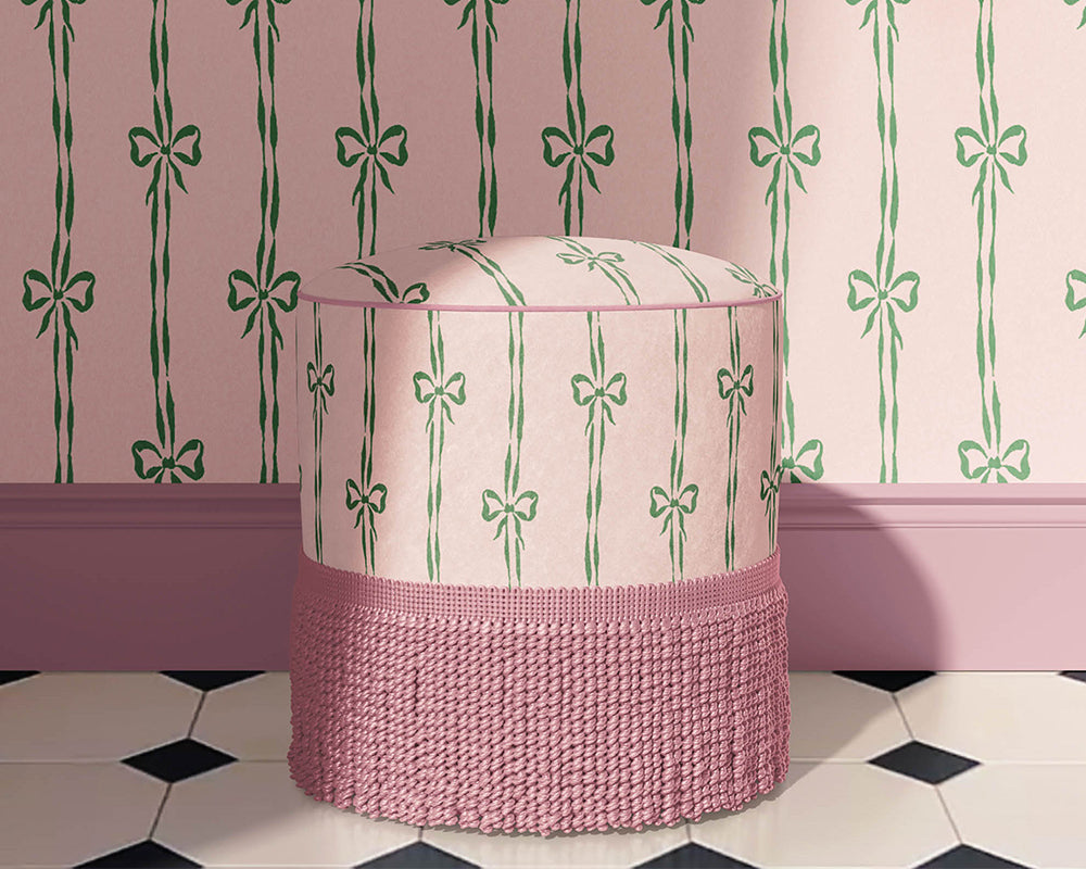 Woodchip & Magnolia Bow Peep Wallpaper in a living space