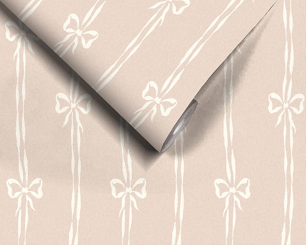 Woodchip & Magnolia Bow Peep Wallpaper roll