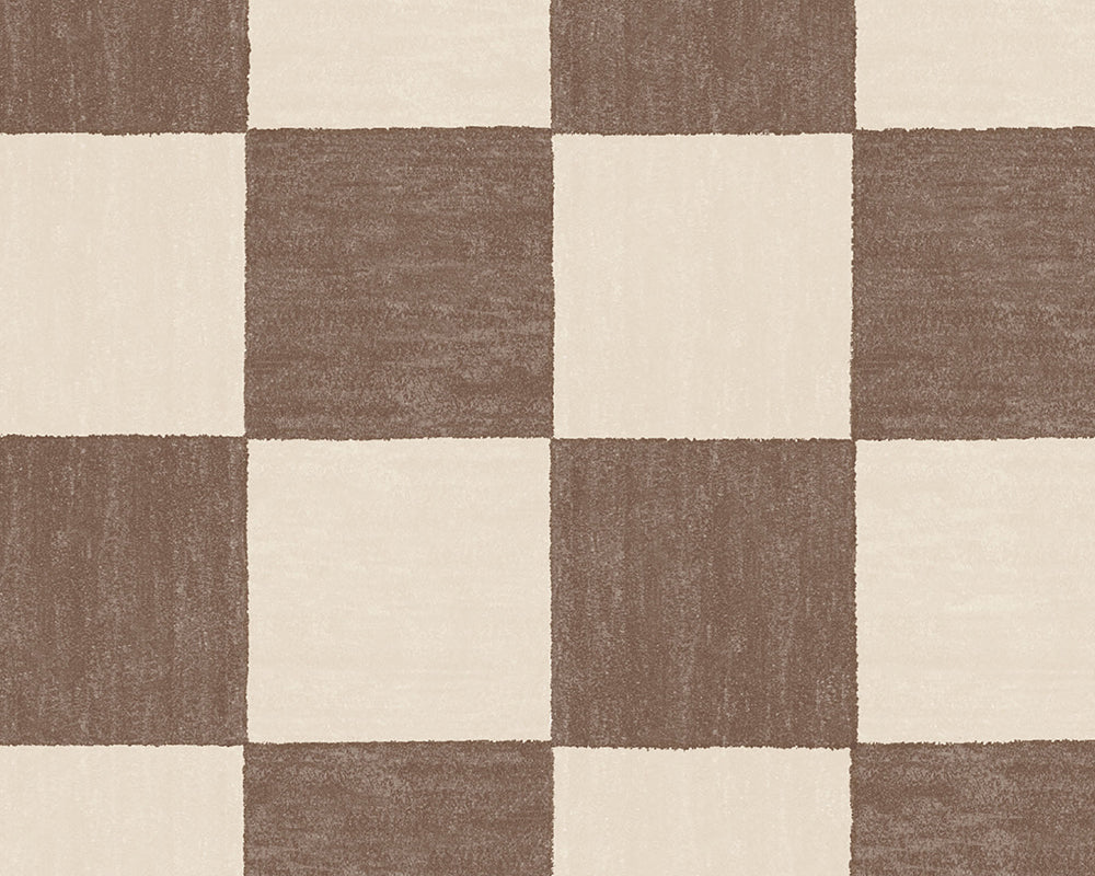 Woodchip & Magnolia Battenberg Wallpaper in Cocoa