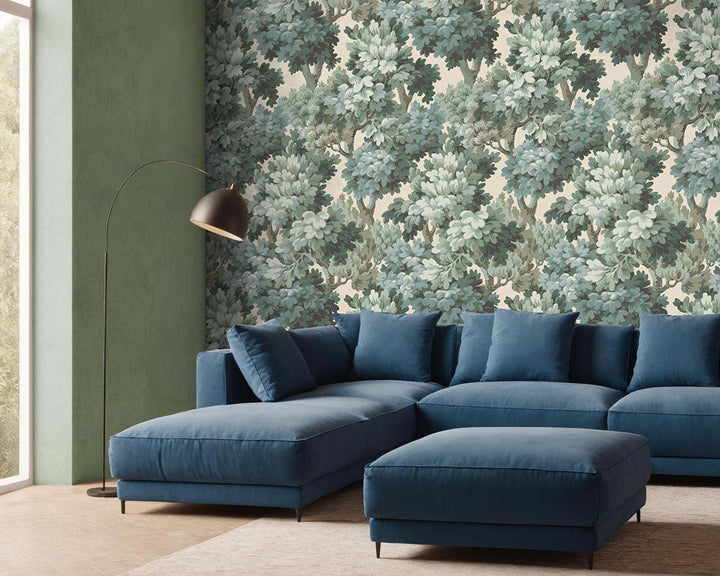 Woodchip & Magnolia Ennerdale Wallpaper in a living room
