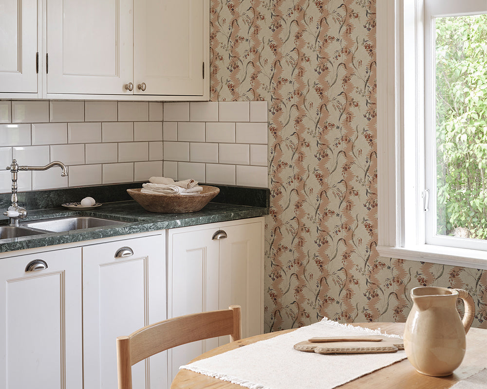 Sandberg Beatrice Mural Wallpaper in a kitchen