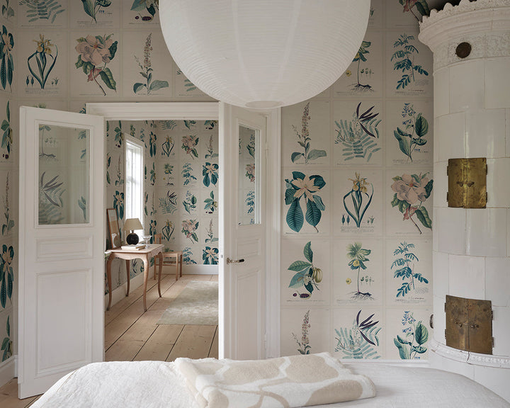 Sandberg Flora Mural Wallpaper in a bedroom