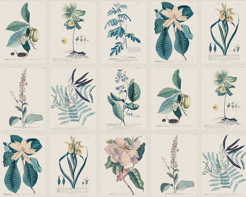 Sandberg Flora Mural Wallpaper in Blue