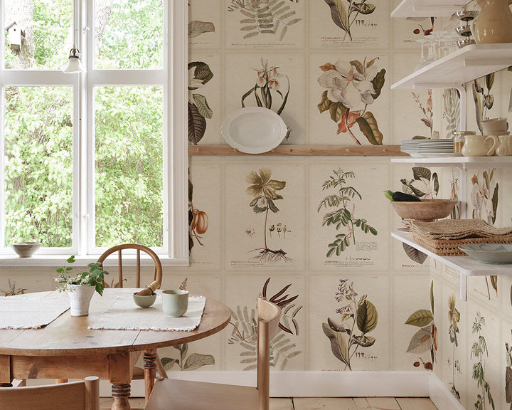 Sandberg Flora Mural Wallpaper in a kitchen/dinning space