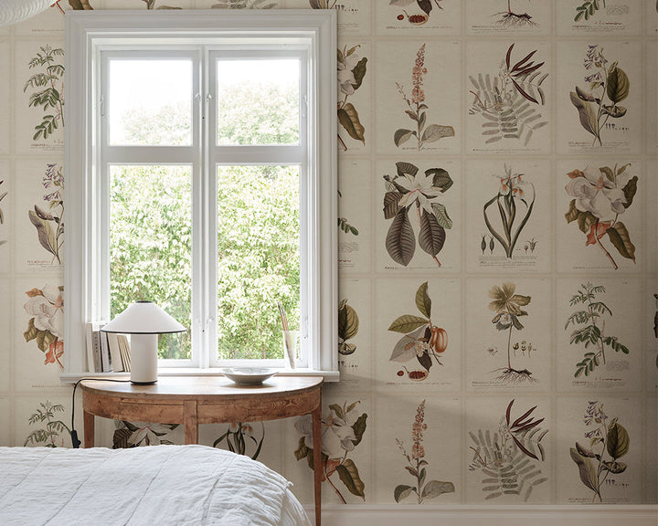Sandberg Flora Mural Wallpaper in a bedroom