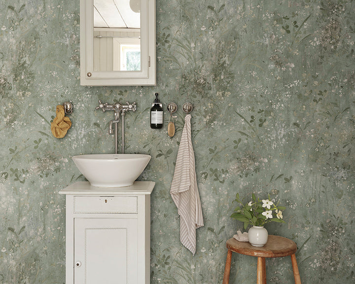 Sandberg Juni Mural Wallpaper in a bathroom