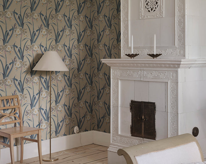 Sandberg Lilian Mural Wallpaper in a living room