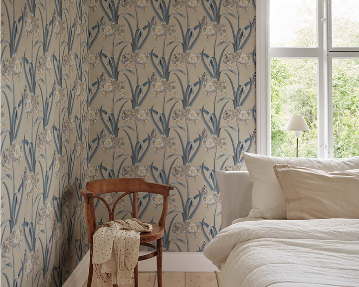 Sandberg Lilian Mural Wallpaper in a bedroom