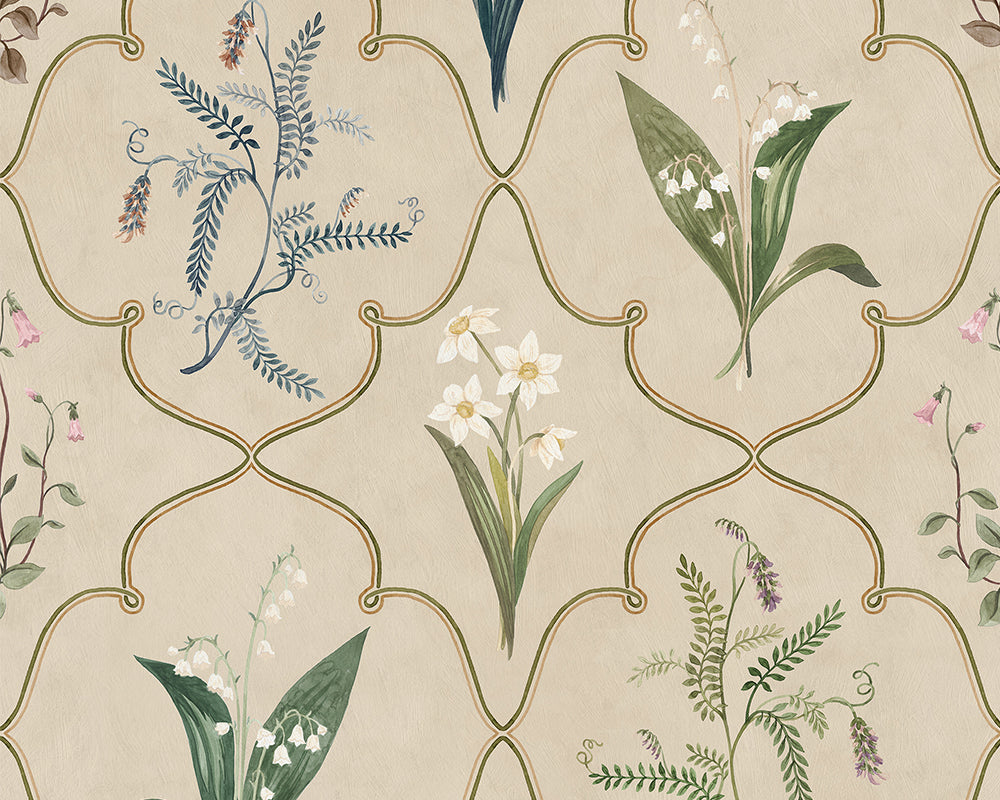 Sandberg Louise Mural Wallpaper in Green