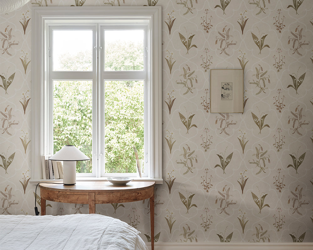 Sandberg Louise Mural Wallpaper in a bedroom