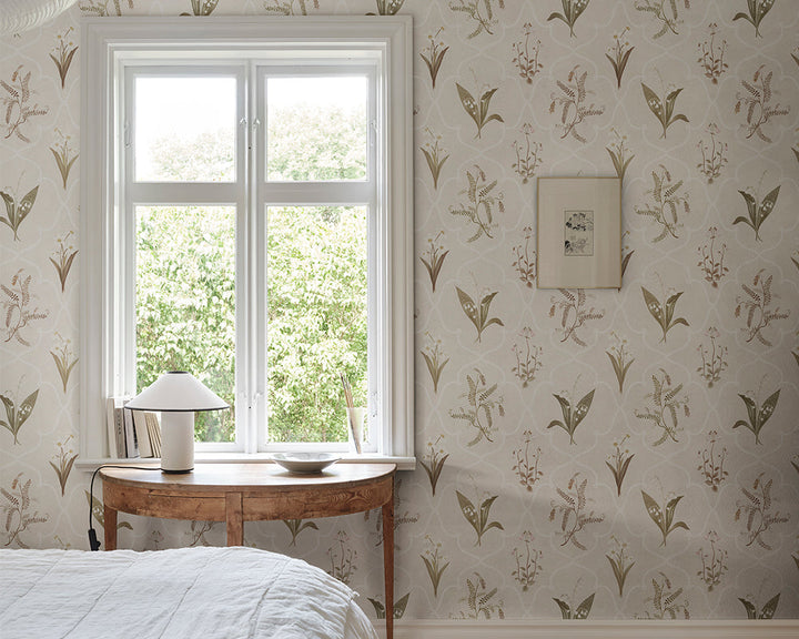 Sandberg Louise Mural Wallpaper in a bedroom