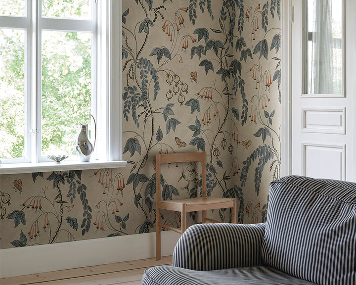 Sandberg Ottilia Mural Wallpaper in a living room