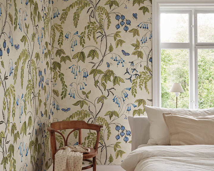 Sandberg Ottilia Mural Wallpaper in a bedroom
