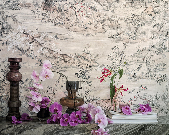 Cole & Son Japanese Chinoiserie in a living space detail