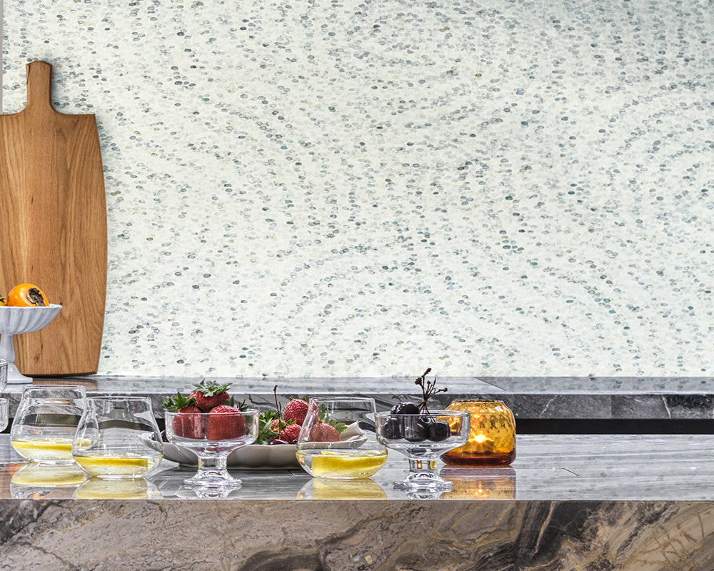 Cole & Son Meditation Stone in Stone in a kitchen
