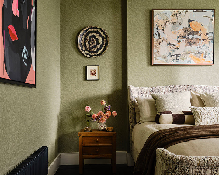 Harlequin Elsworthy - Wide width Wallpaper in a bedroom