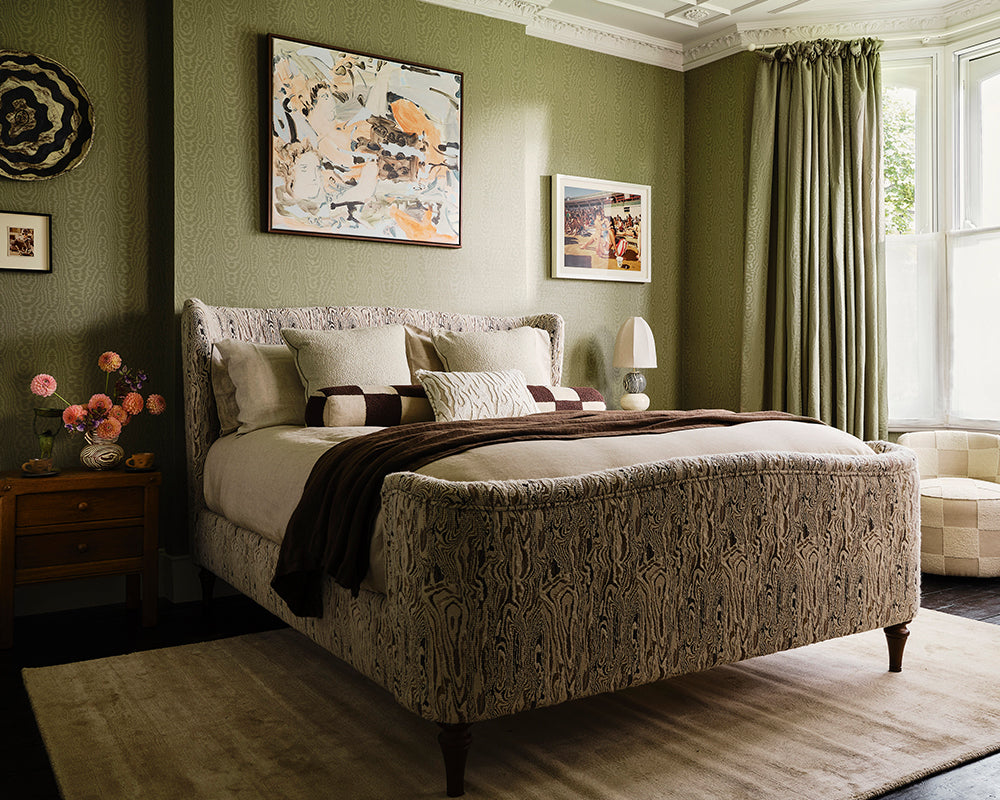 Harlequin Elsworthy - Wide width Wallpaper in a bedroom