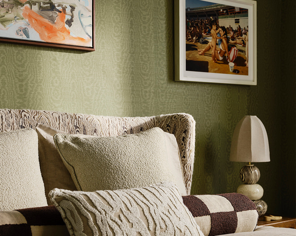 Harlequin Elsworthy - Wide width Wallpaper in a bedroom