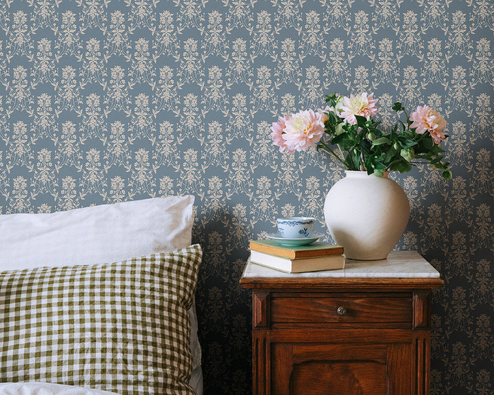 Sandberg Alva Wallpaper in a bedroom