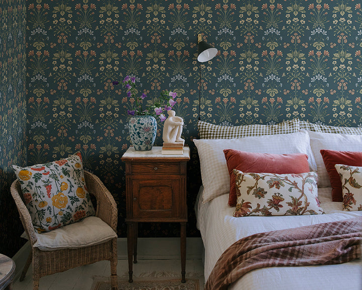 Sandberg Maj Wallpaper in a bedroom