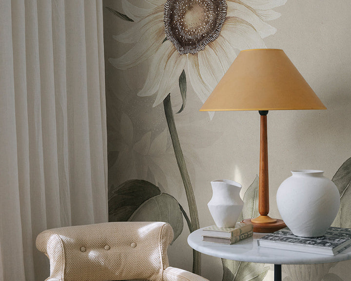 Sandberg Sunflowers Wallpaper in a iving room