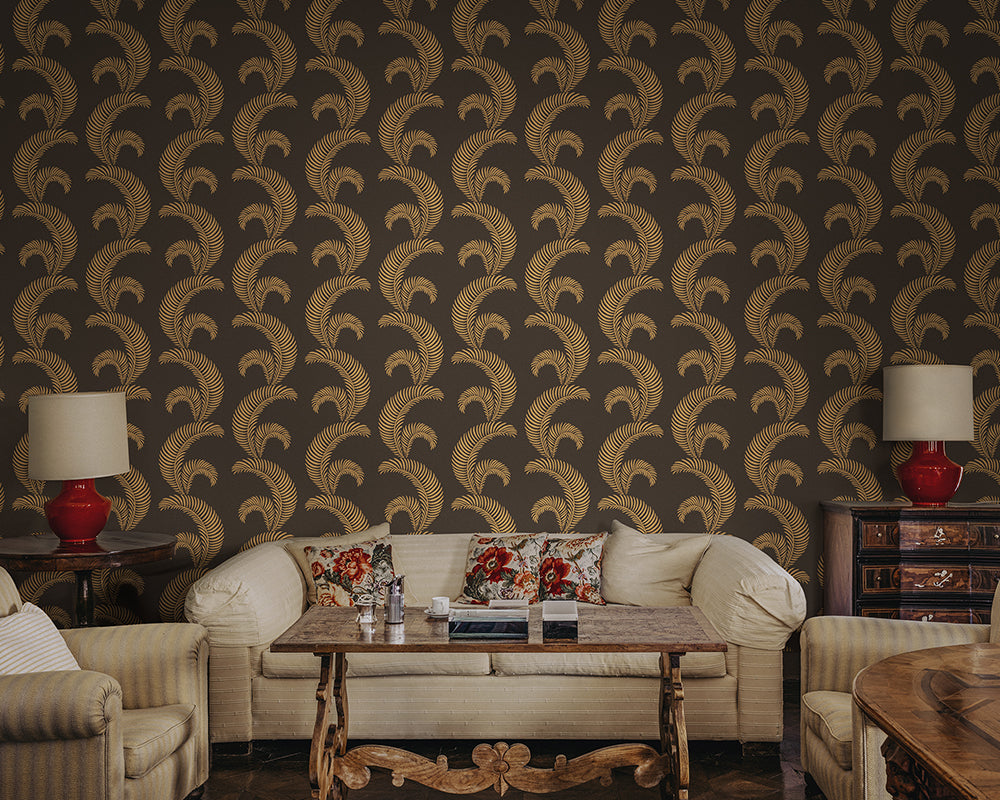 Sandberg Jasmine Wallpaper in a living room