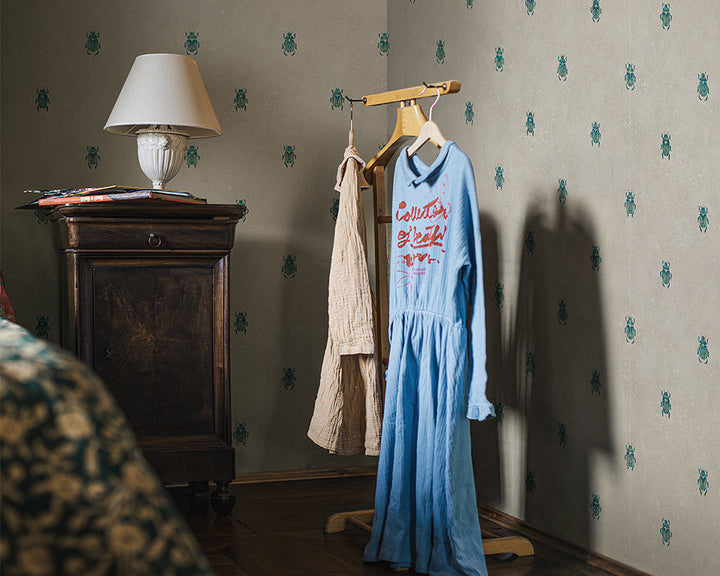 Sandberg Audrey Wallpaper in a bedroom