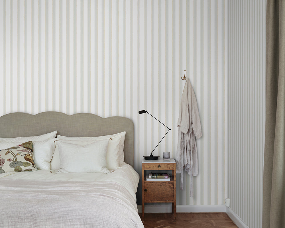 Sandberg Gustav Wallpaper in Light Green in a bedroom