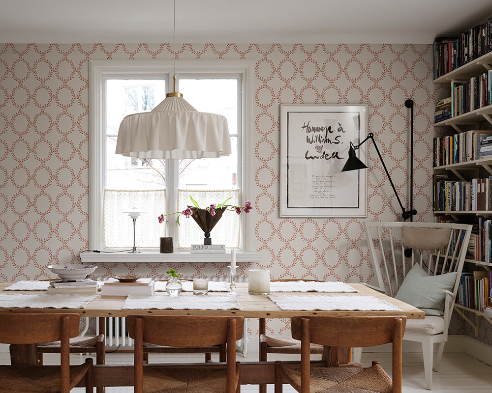 Sandberg Wilma Wallpaper in Red in a kitchen