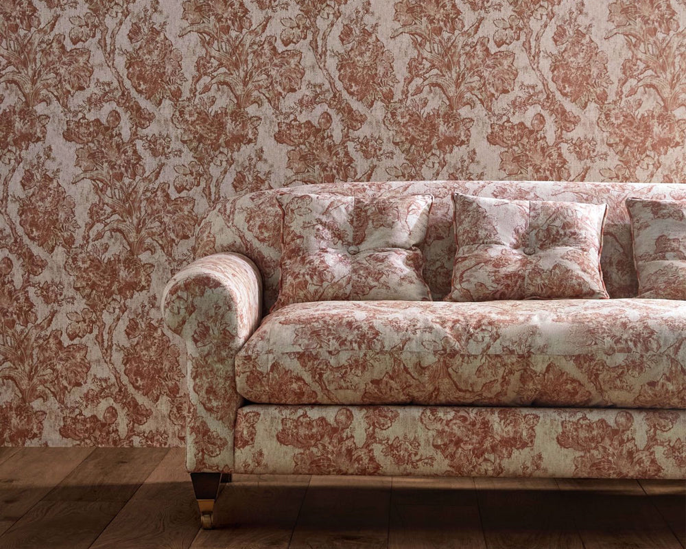Sanderson Fringed Tulip Toile Wallpaper in a living space